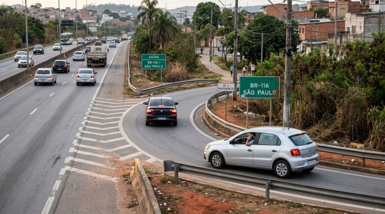 Motorista para na faixa de aceleração para atender uma ligação urgente e descobre que a imobilização pode colocar outros veículos em risco