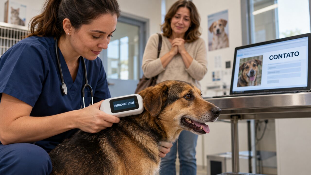Durante a mudança, cachorro com microchip escapa e a dona tenta localizá-lo pelo celular sem saber que o dispositivo não funciona como GPS