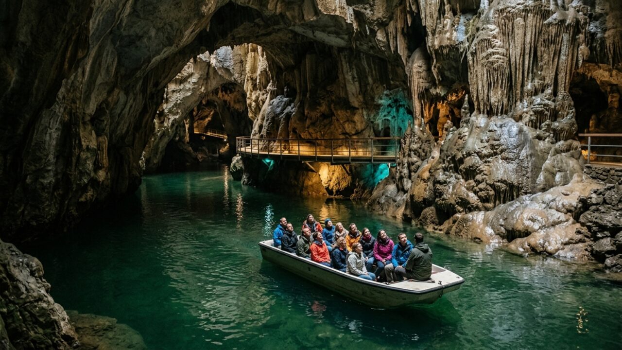 Cavernas usadas por humanos há milhares de anos também guardam um rio subterrâneo que alimenta uma área úmida protegida internacionalmente