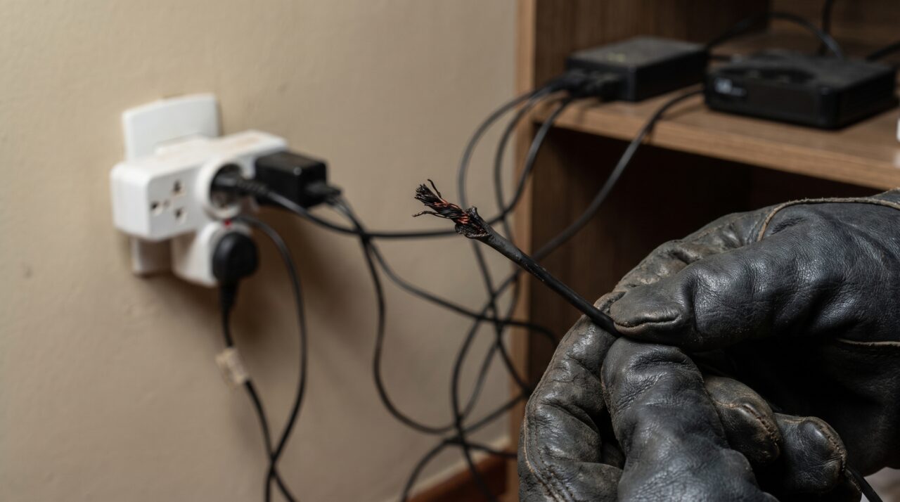 TV, videogame, roteador, ventilador e carregadores dividem a mesma tomada e o problema real vai muito além do número de plugues disponíveis no benjamim