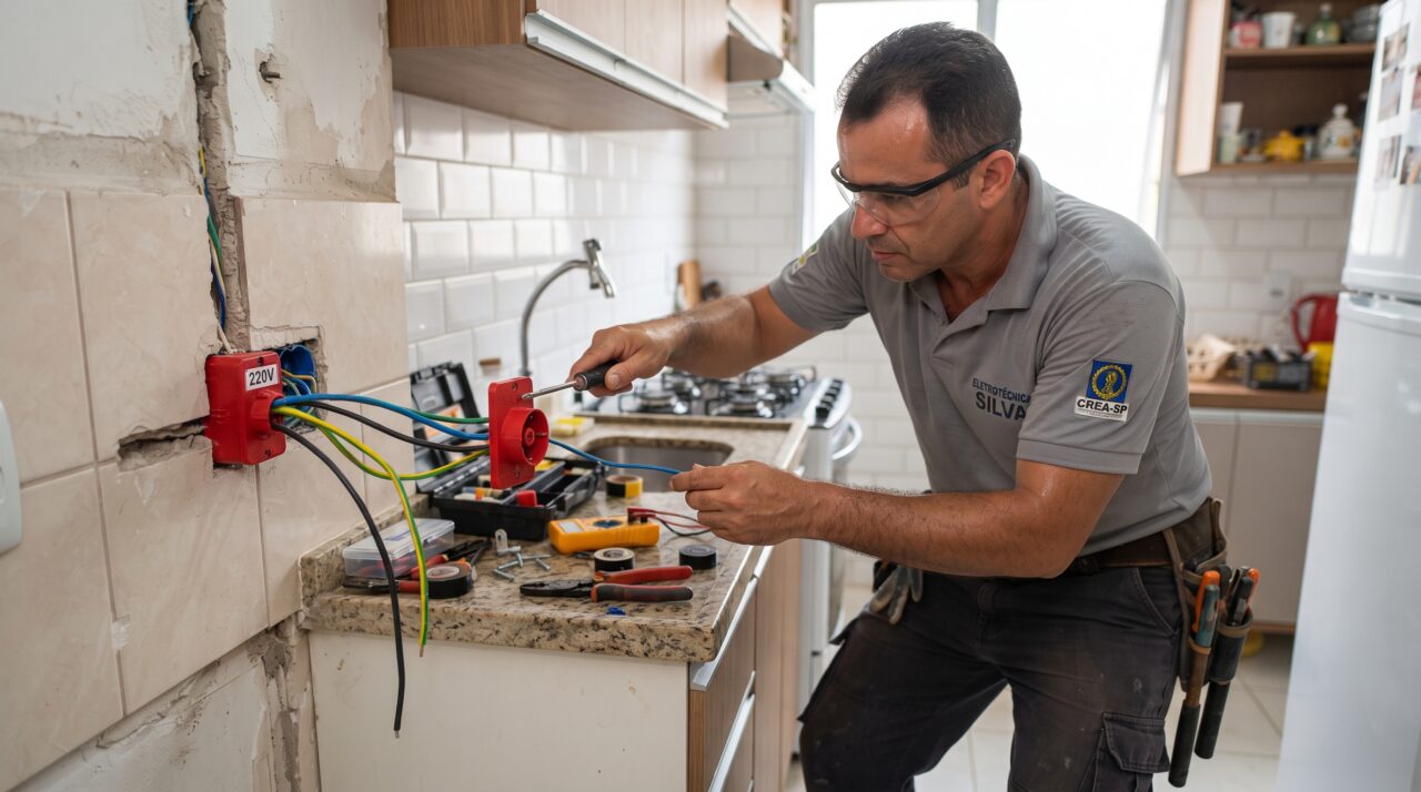 Quanto custa converter a rede elétrica da cozinha para 220V em 2026 para suportar fornos potentes?