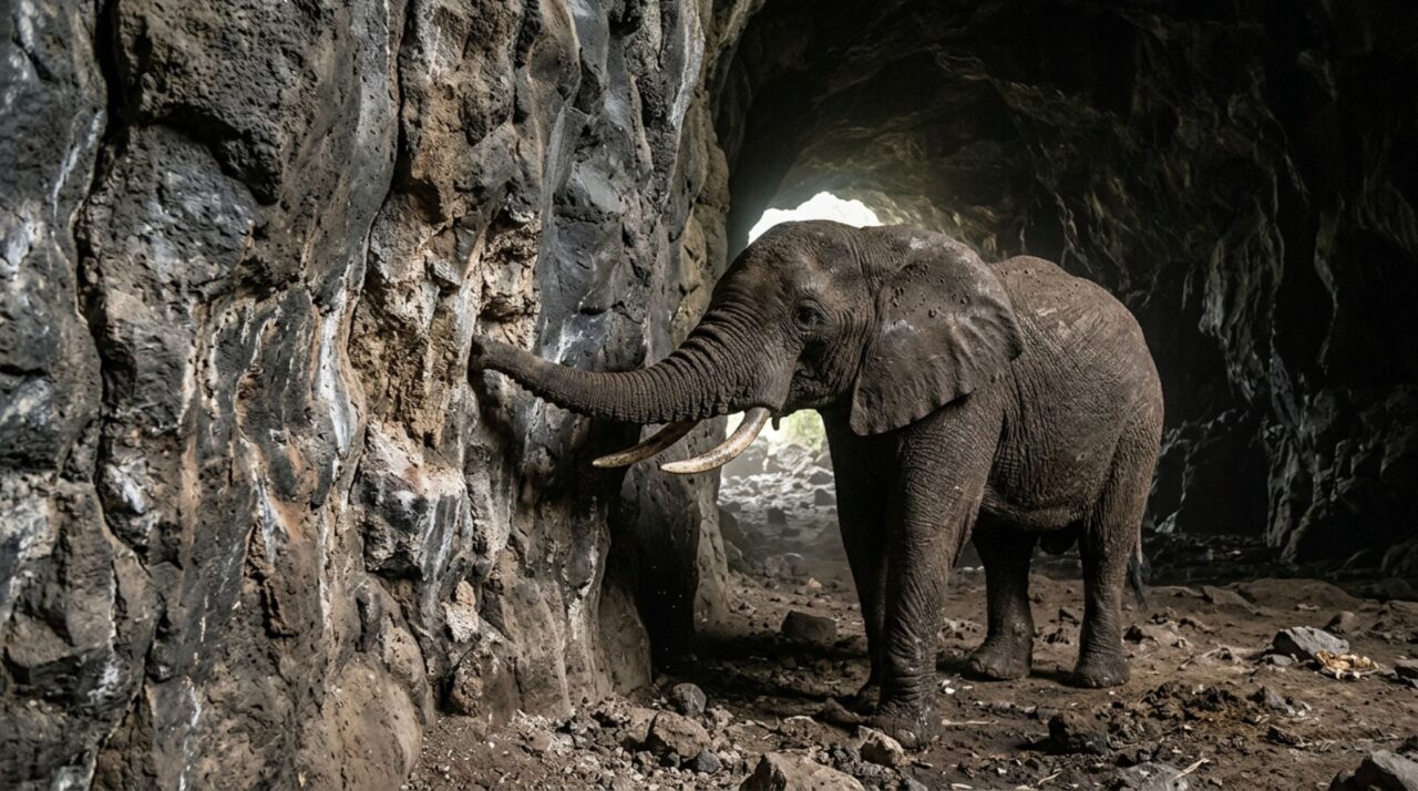 Elefantes do Monte Elgon também procuram recursos minerais em cavernas, comportamento associado à obtenção de nutrientes