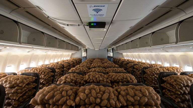 Em 2012, a Boeing colocou 9 toneladas de batatas no lugar dos passageiros uma decisão brilhante para resolver o problema do Wi-Fi em aviões
