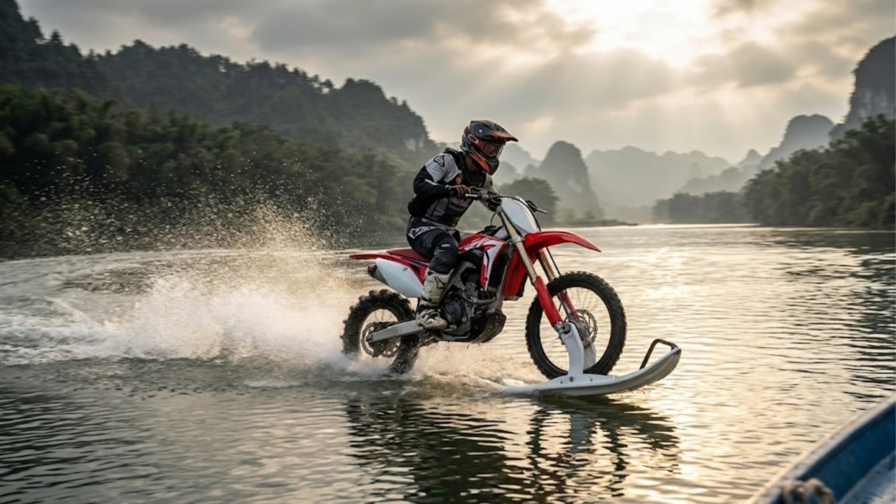 Empresário chinês pilota moto sobre a água por mais de 40 km e quebra recorde mundial; veja o vídeo