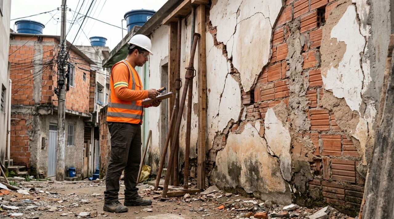 Avaliação técnica pode identificar riscos estruturais e fundamentar pedidos de reparação, contenção ou demolição de construções perigosas