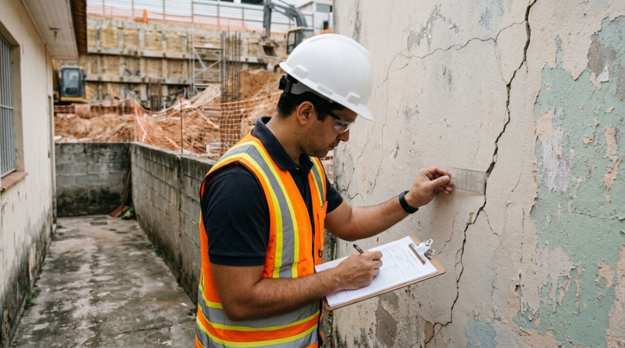 Avaliação de engenharia e documentação de fissuras ajudam a comprovar riscos e fundamentar pedidos de garantia previstos no Código Civil