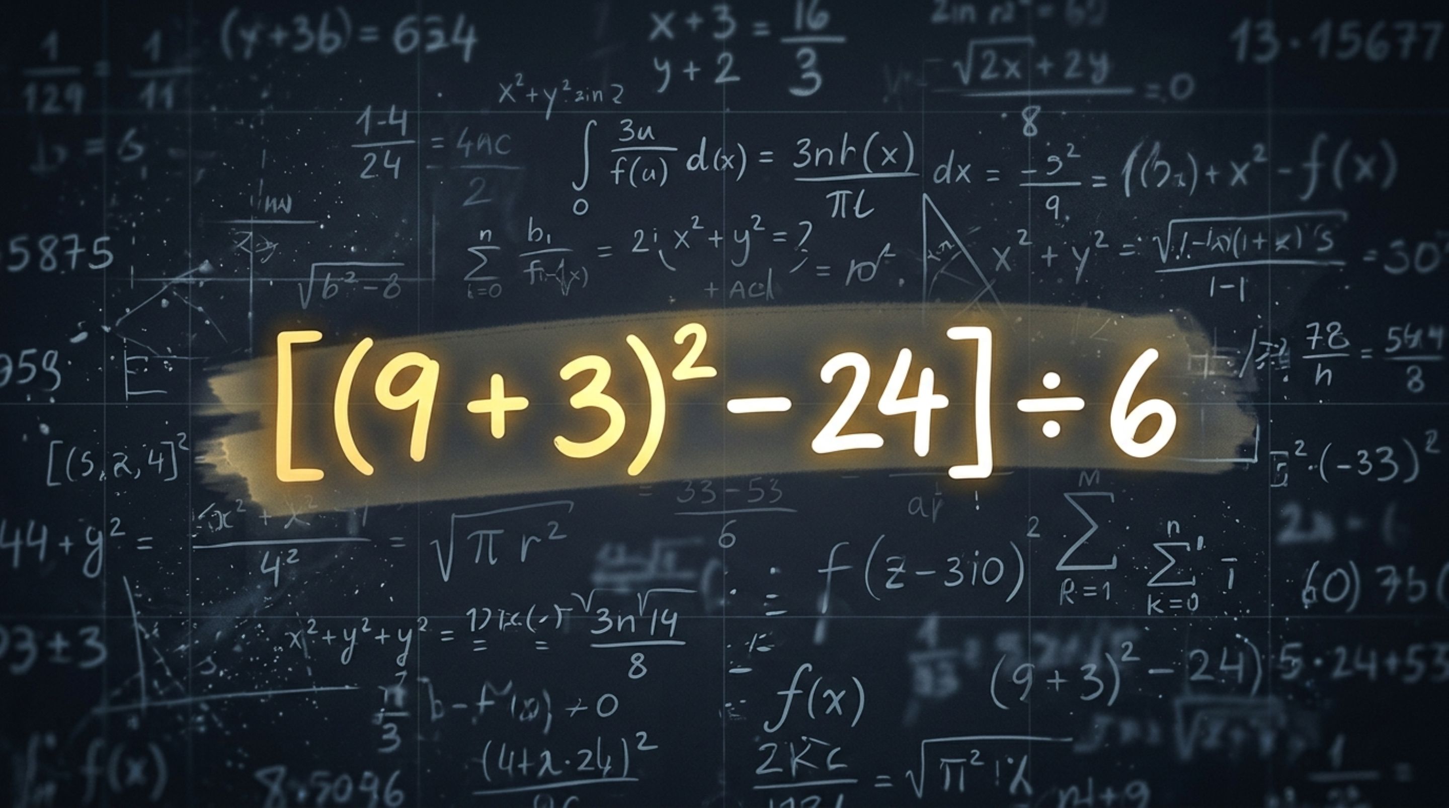A maioria erra ao resolver [(9 + 3)² − 24] ÷ 6 deixando apenas 1% com a vitória