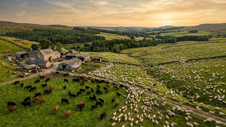 Essa fazenda esta à venda são 5.438 hectares com 7.000 ovelhas e 650 bovinos Angus