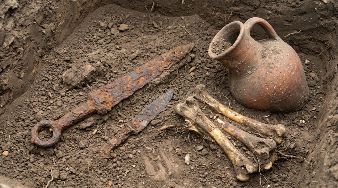 Punhal de ferro, cerâmica e ossos de cordeiro revelam detalhes das práticas funerárias dos antigos povos sármatas