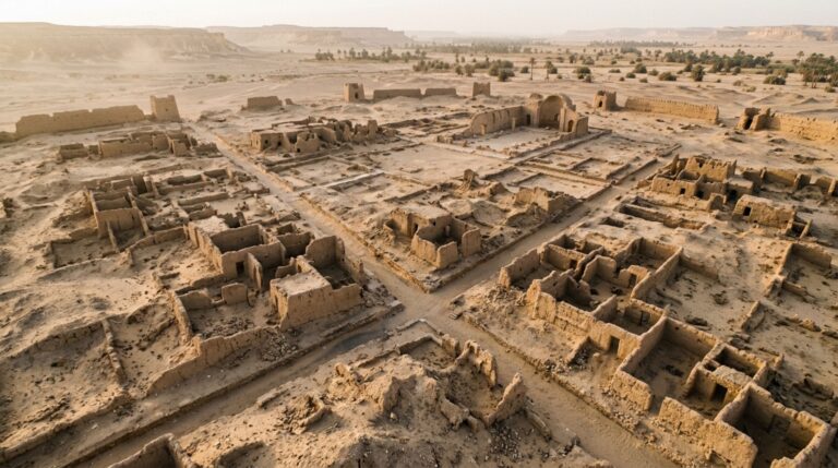 As ruínas de Ain Al-Sabil revelam ruas planejadas, residências e uma basílica cristã construída no oásis de Dakhla há cerca de 1.600 anos