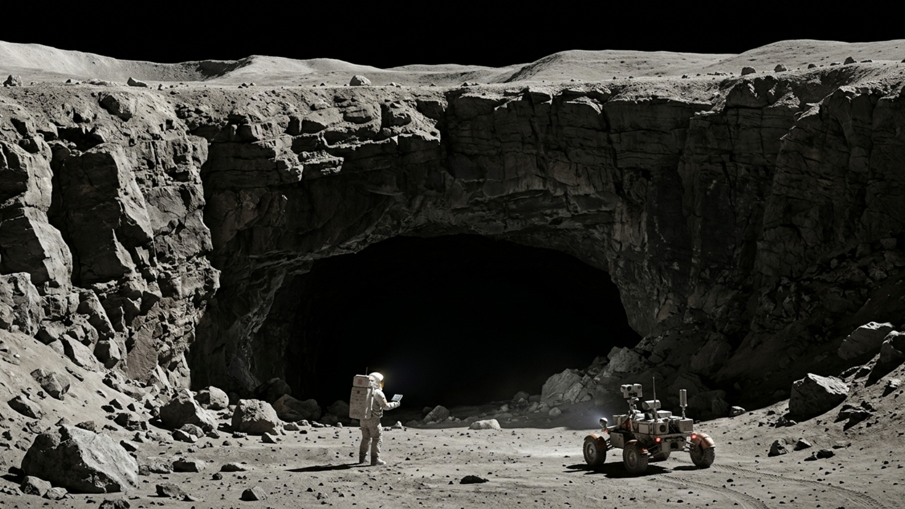 A NASA encontrou evidências de uma caverna que avança mais de 60 metros abaixo da Lua e pode ajudar a proteger futuros astronautas