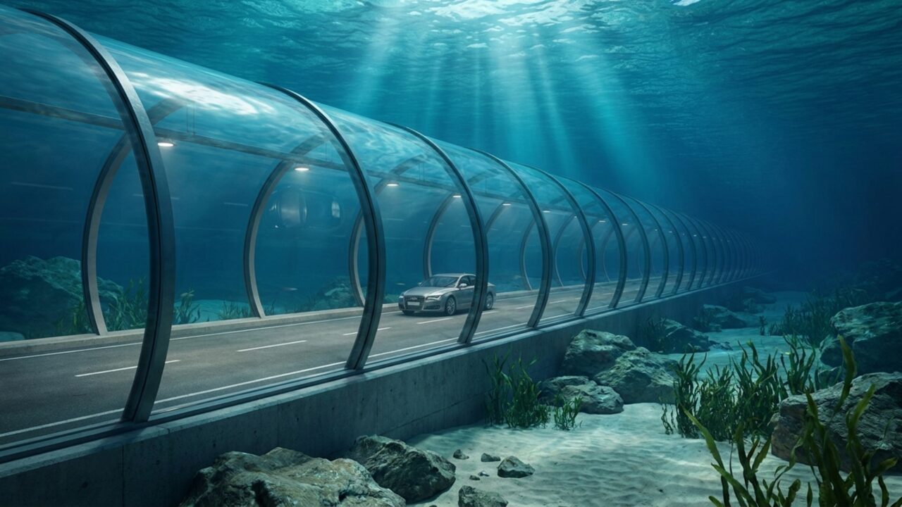 Maior túnel imerso do mundo já tem peças no fundo do mar para ligar dois países e terá pedágio para financiar a própria construção