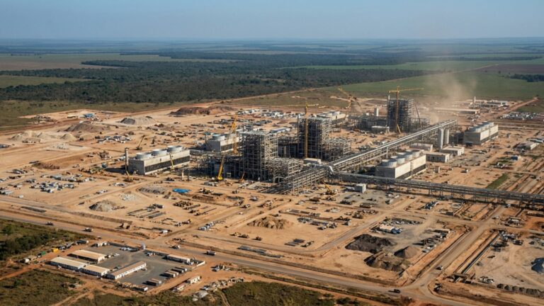 Megaobra de R$ 25 bilhões se espalha por uma área de 3 km por 2 km no interior do Brasil e ergue a maior fábrica de celulose construída em uma única etapa no mundo