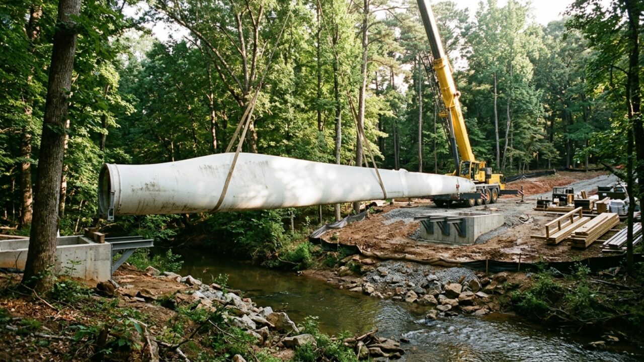 As pás das turbinas eólicas são a parte da máquina que os ferros-velhos recusam: em Atlanta, construíram a primeira ponte dos Estados Unidos que as reaproveita como vigas de carga
