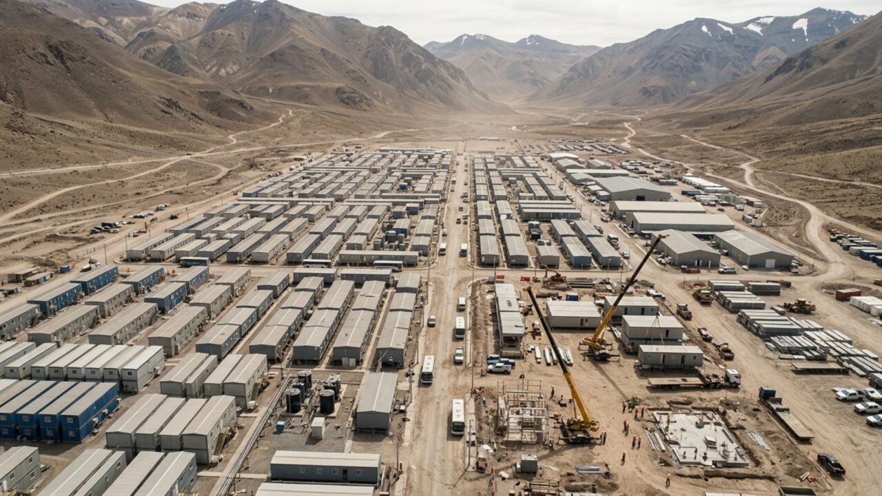 China constrói cidade pré-fabricada para até 5.000 trabalhadores a mais de 4.000 metros de altitude na Cordilheira dos Andes