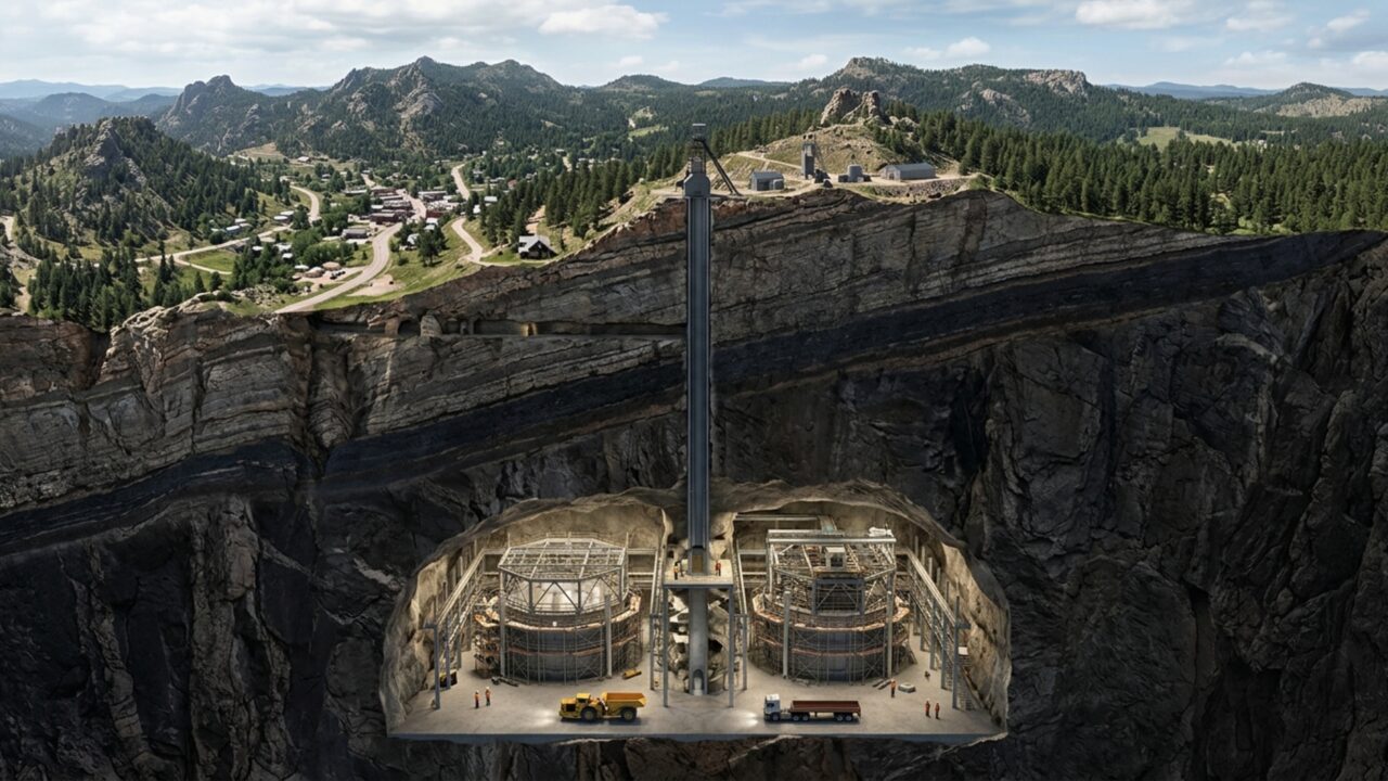 Engenheiros retiraram quase 800 mil toneladas de rocha a 1,5 km de profundidade para abrir cavernas que vão abrigar um gigantesco experimento científico