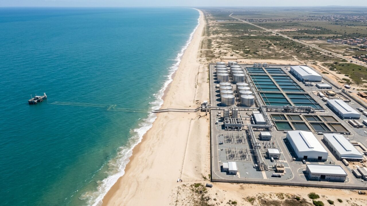 Megaobra de R$ 3 bilhões vai puxar a água do mar por um tubo de 2,61 km para produzir 1.000 litros de água potável por segundo