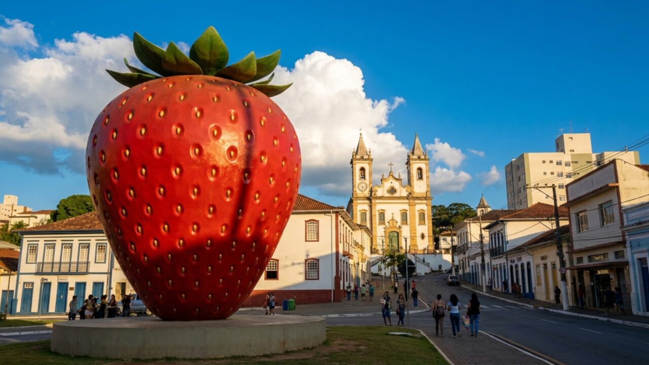 Capital Nacional do Morango por lei federal: a cidade a 65 km de São Paulo que é 1ª em qualidade de vida entre as paulistas do seu porte e 4ª no ranking estadual de turismo