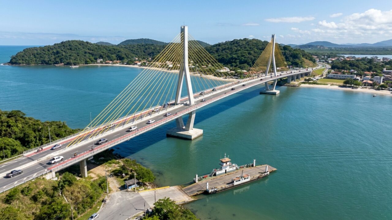 Depois de mais de 60 anos de espera, uma ponte de 1.244 metros foi inaugurada para substituir a travessia de balsa entre duas cidades do litoral brasileiro