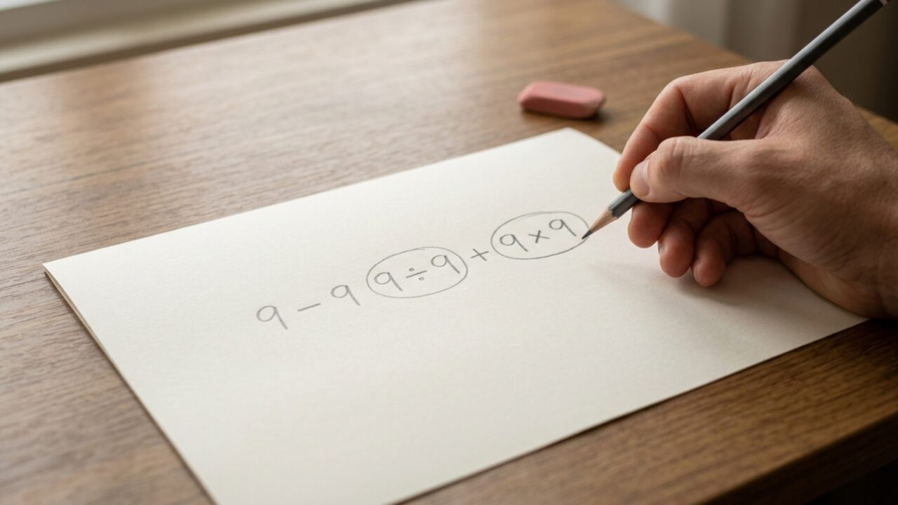 Quanto dá 9 − 9 ÷ 9 + 9 × 9? Tente encontrar o resultado correto sem usar a calculadora