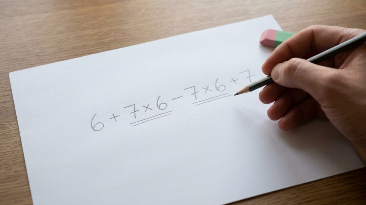 Tente resolver 6 + 7 × 6 − 7 × 6 + 7 sem calculadora e veja se você ainda recorda a ordem correta