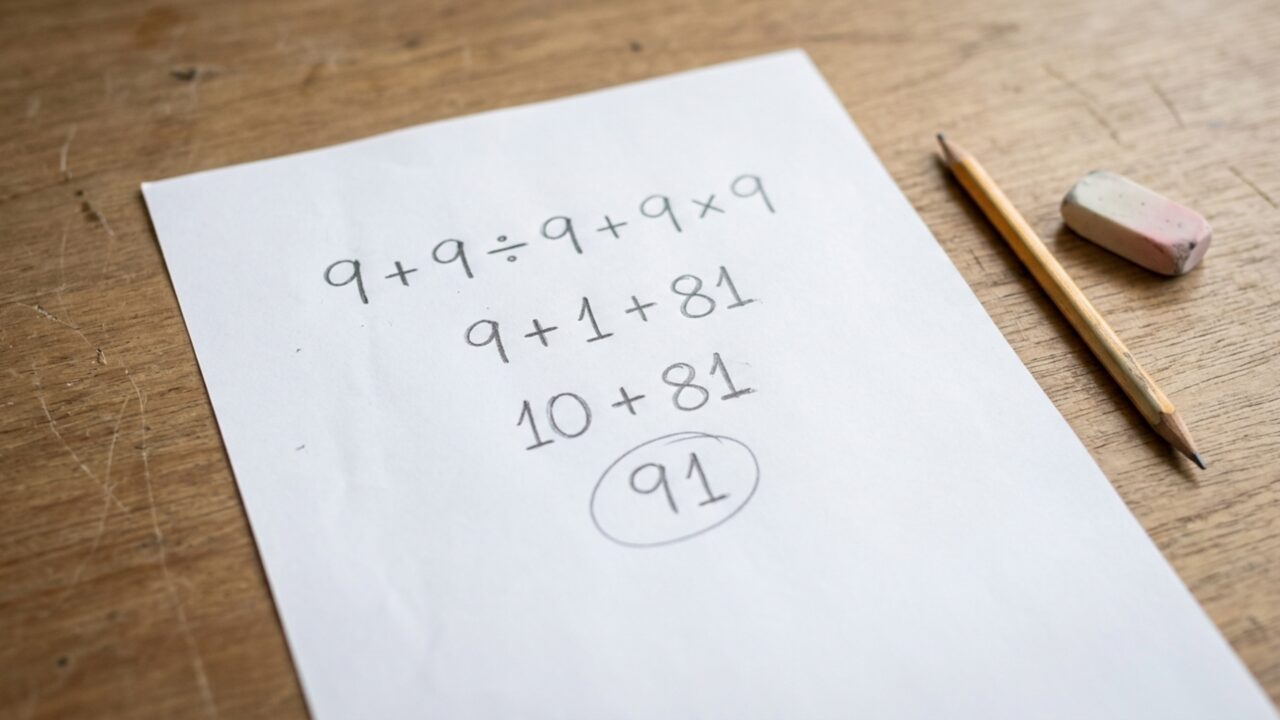 Quanto é 9 + 9 ÷ 9 + 9 × 9? A conta parece simples, mas muita gente erra ao resolver na ordem em que aparece