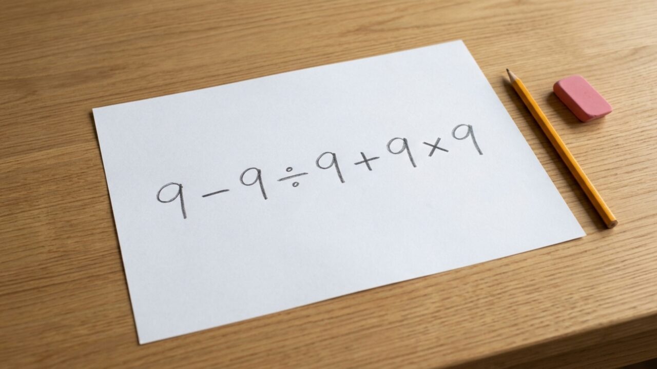Quanto dá 9 − 9 ÷ 9 + 9 × 9? Tente encontrar o resultado correto sem usar a calculadora