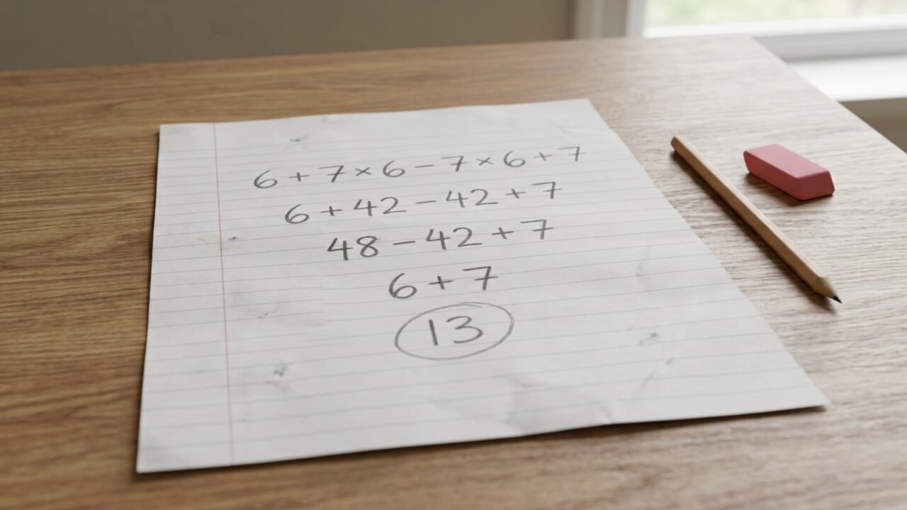 Tente resolver 6 + 7 × 6 − 7 × 6 + 7 sem calculadora e veja se você ainda recorda a ordem correta