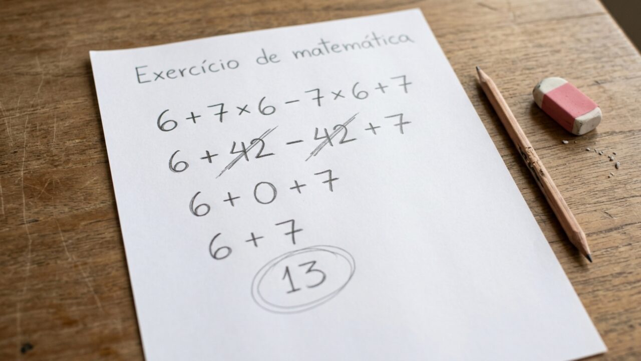 Tente resolver 6 + 7 × 6 − 7 × 6 + 7 sem calculadora e teste sua memória do ensino fundamental