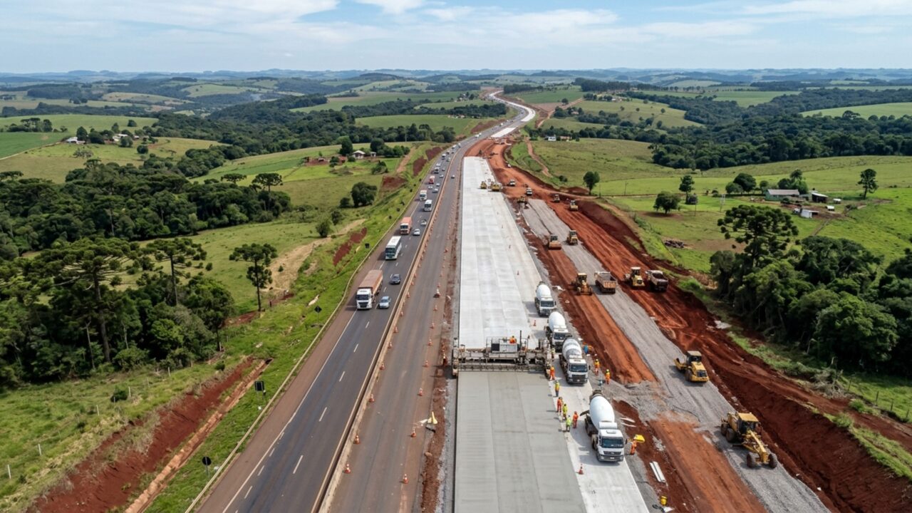 Uma estrada de 45,5 km está recebendo R$ 514 milhões para ganhar 3 viadutos, 2 pontes e uma passarela, com pistas de concreto no interior do Paraná // IMAGEM ILUSTRATIVA