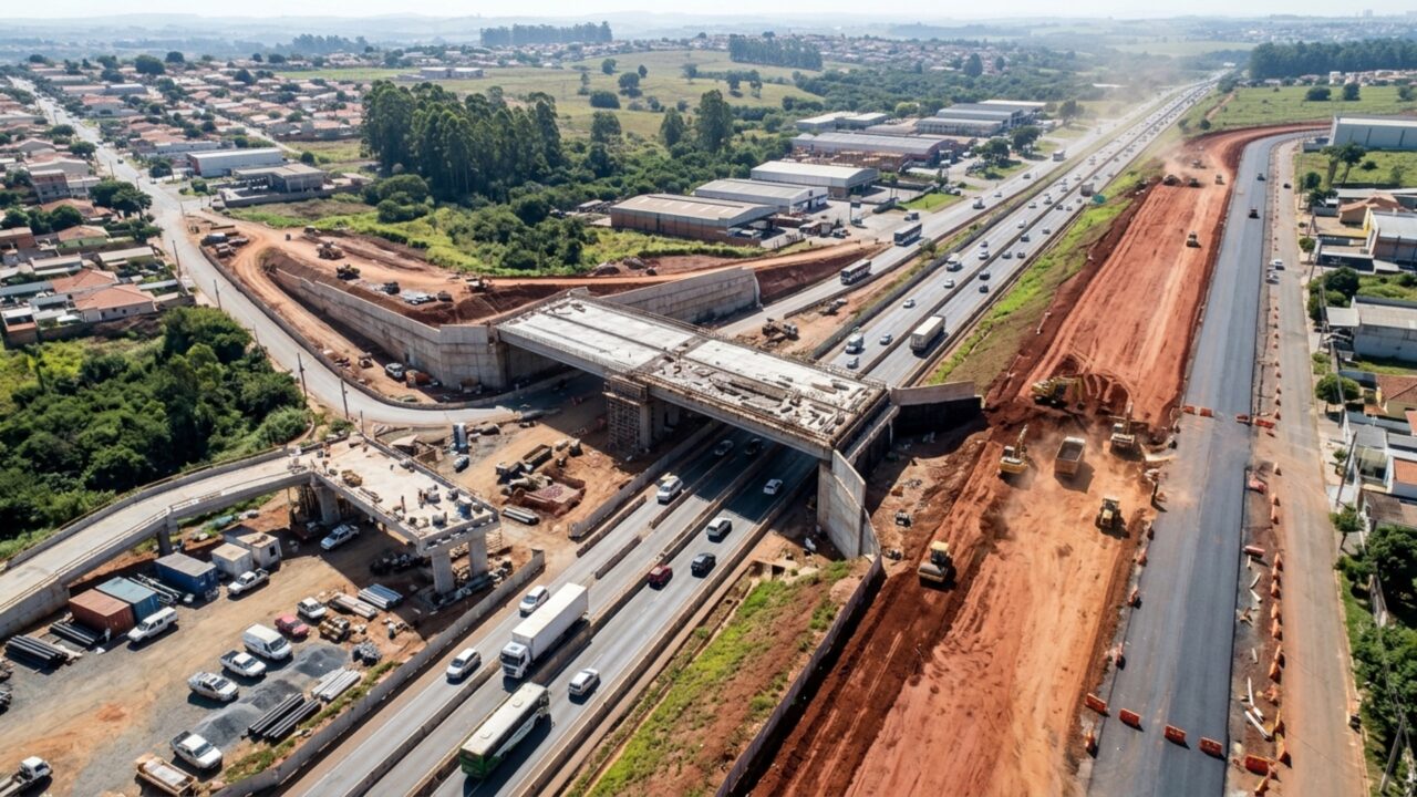 Seis novas pontes e viadutos e mais de 7 km de vias marginais fazem parte de uma obra de R$ 92,6 milhões ao redor de uma grande cidade do interior paulista