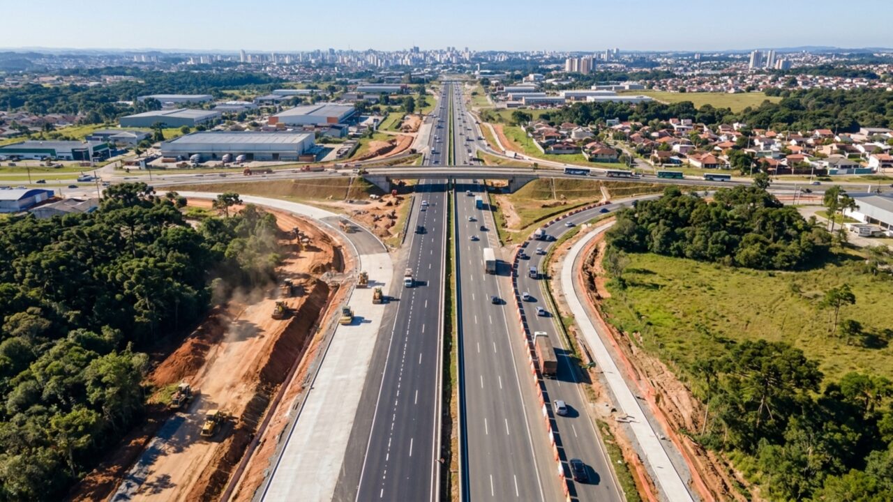 Para ampliar uma das saídas de Curitiba, obra de R$ 148 milhões prevê 32 km de novas faixas, alargamento de 15 pontes e viadutos e 15 km de ciclovias // IMAGEM ILUSTRATIVA