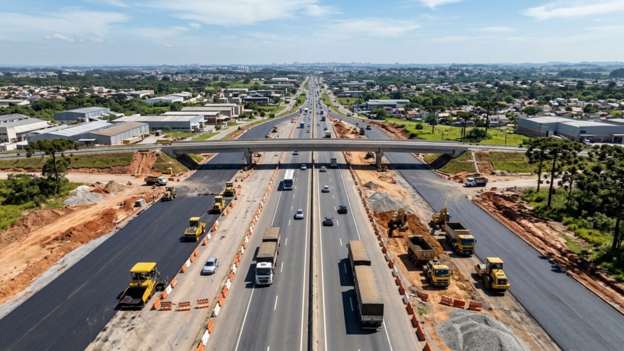Para ampliar uma das saídas de Curitiba, obra de R$ 148 milhões prevê 32 km de novas faixas, alargamento de 15 pontes e viadutos e 15 km de ciclovias