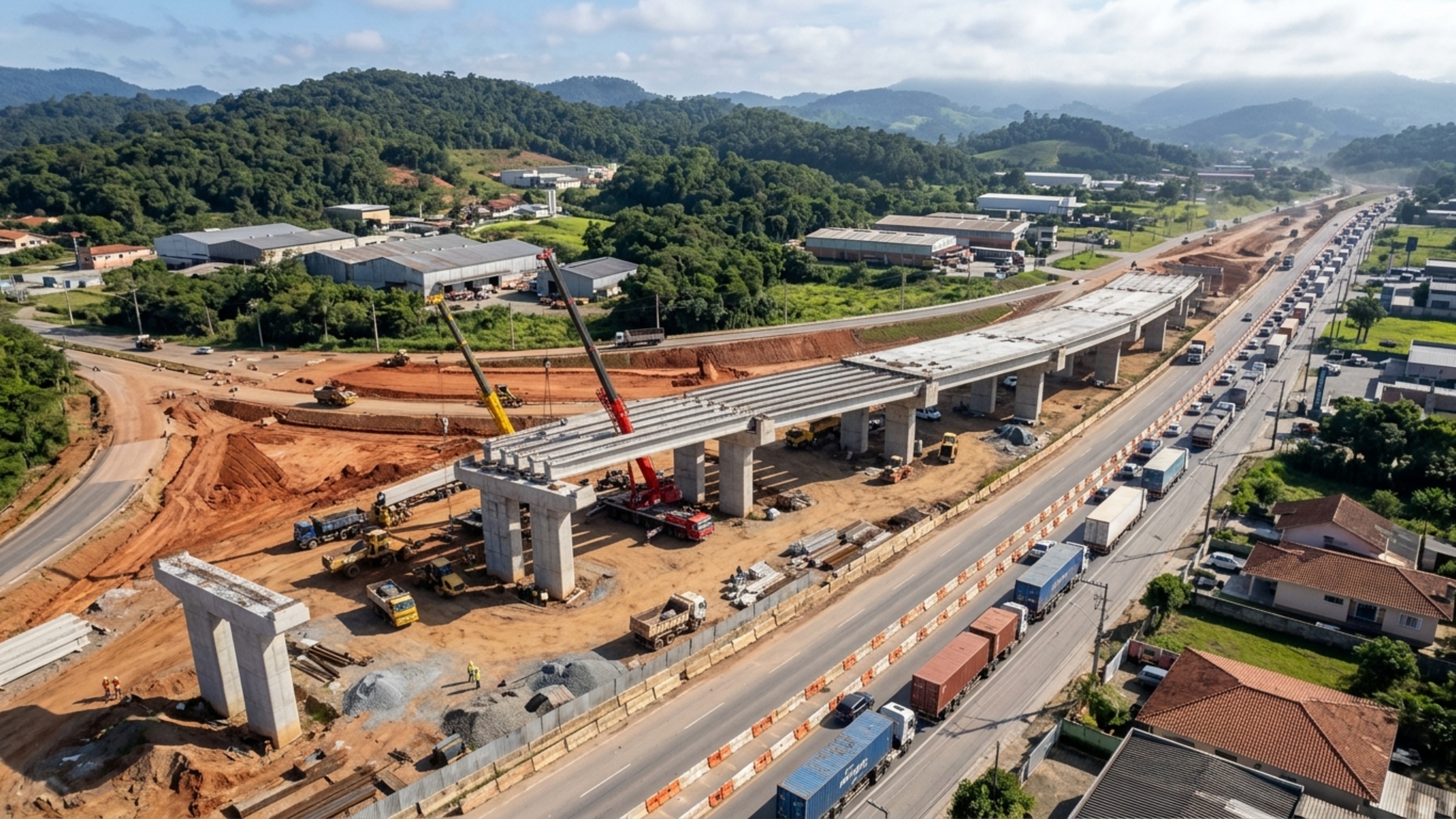 Com 27 viadutos e 73 km de duplicação, obra de R$ 1,7 bilhão está transformando uma das principais rotas de caminhões do Sul