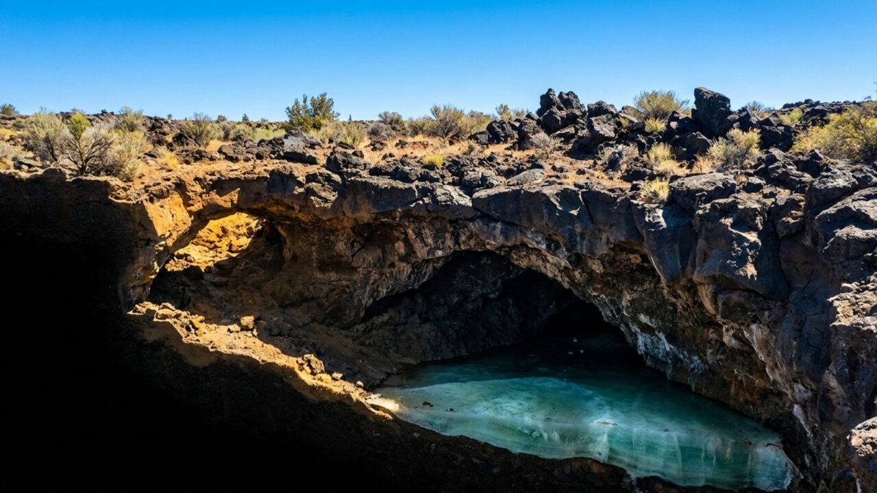 Uma caverna congelada a -0,6 °C resiste ao calor do deserto e guarda camadas de gelo de até 6 metros de espessura