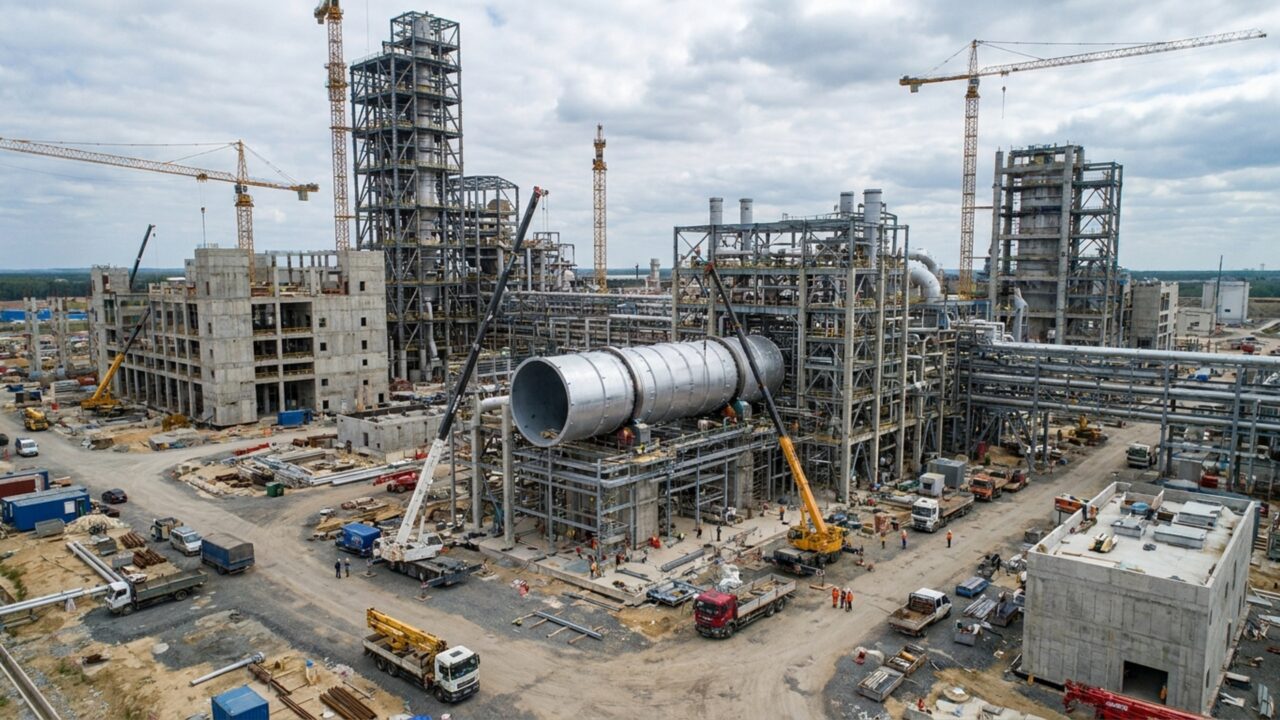 Megaobra de R$ 25 bilhões se espalha por uma área de 3 km por 2 km no interior do Brasil e ergue a maior fábrica de celulose construída em uma única etapa no mundo