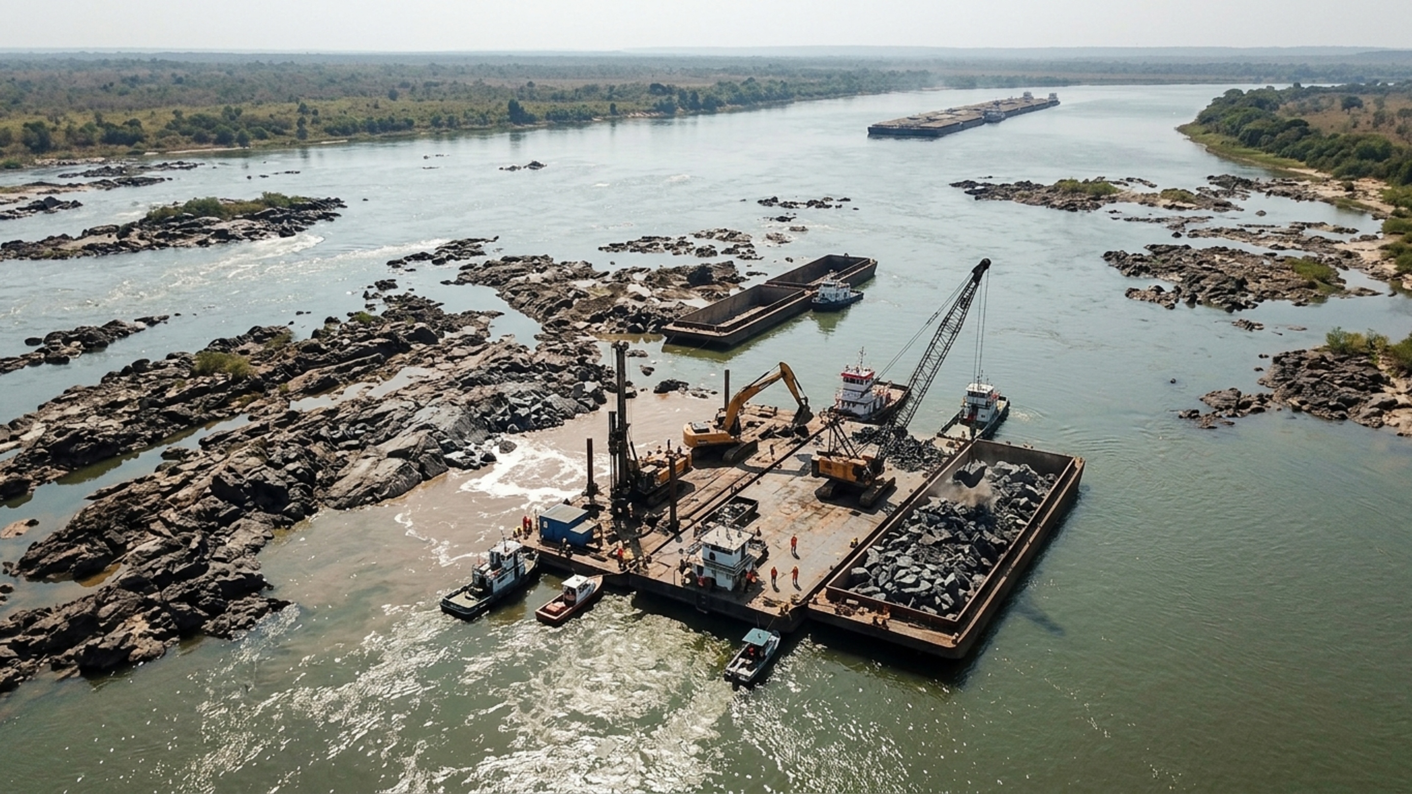 Megaobra de R$ 1 bilhão vai retirar rochas de um trecho de 35 km no fundo do rio Tocantins para abrir caminho a navios carregados com milhões de toneladas