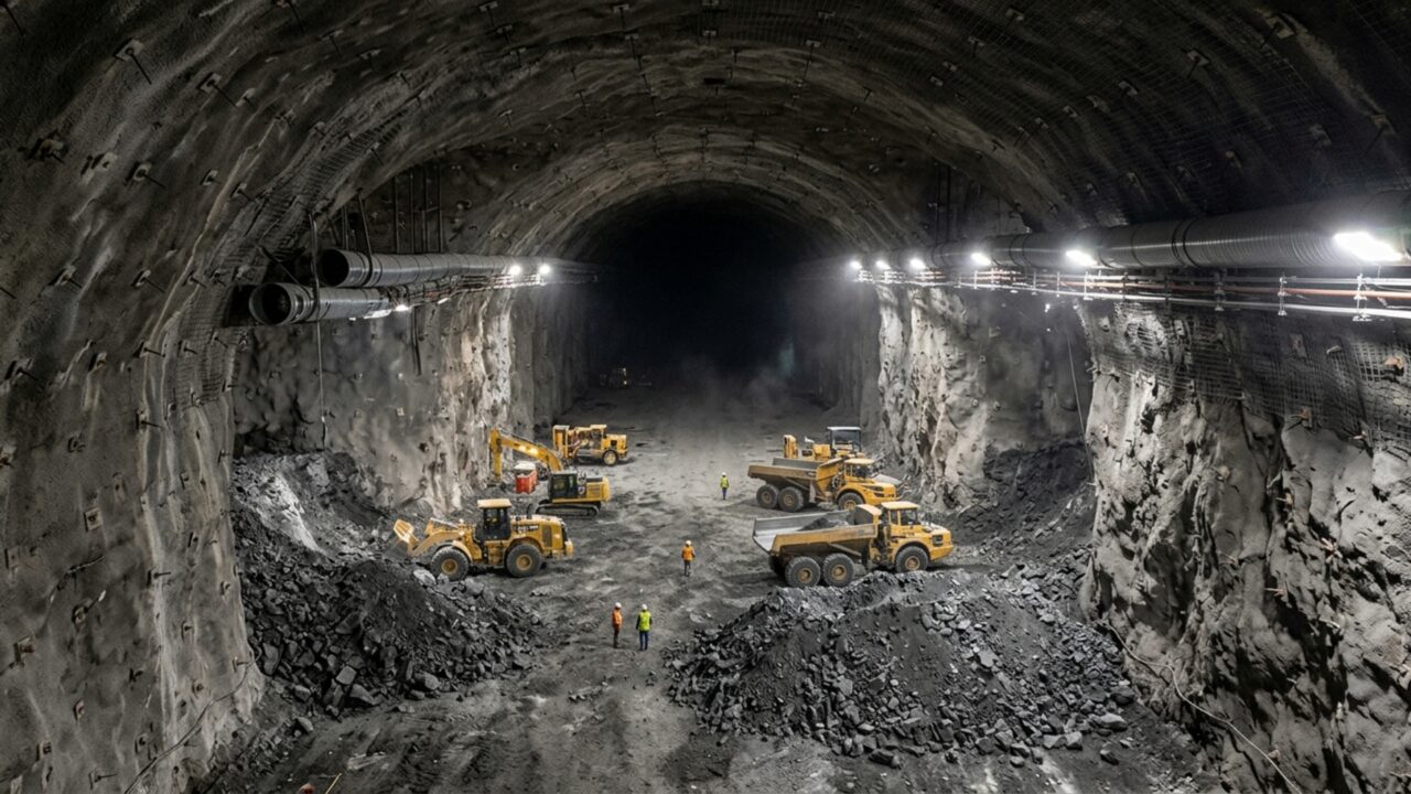 Engenheiros retiraram quase 800 mil toneladas de rocha a 1,5 km de profundidade para abrir cavernas que vão abrigar um gigantesco experimento científico