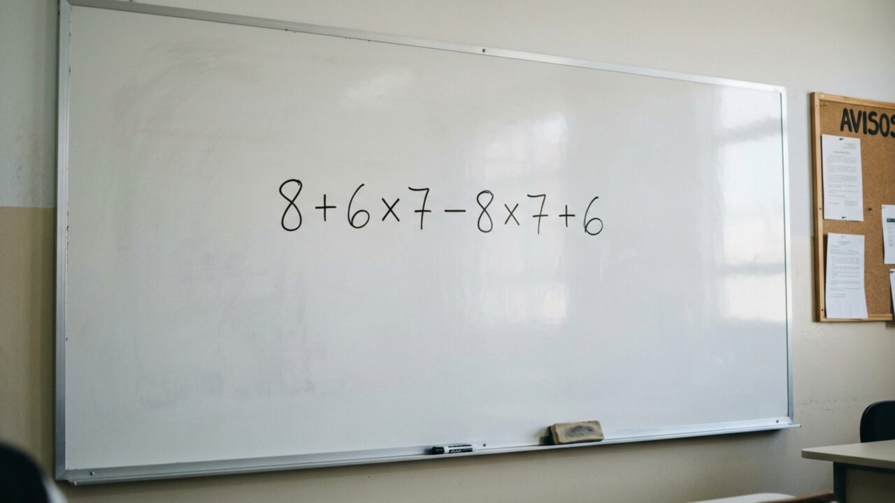 Tente resolver 8 + 6 × 7 – 8 × 7 + 6 sem calculadora e teste sua memória do ensino fundamental