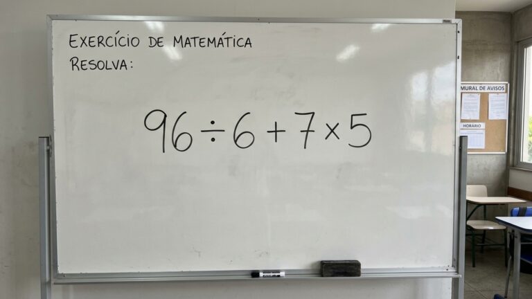 A conta 96 ÷ 6 + 7 × 5 parece fácil, mas muita gente erra antes de chegar ao resultado