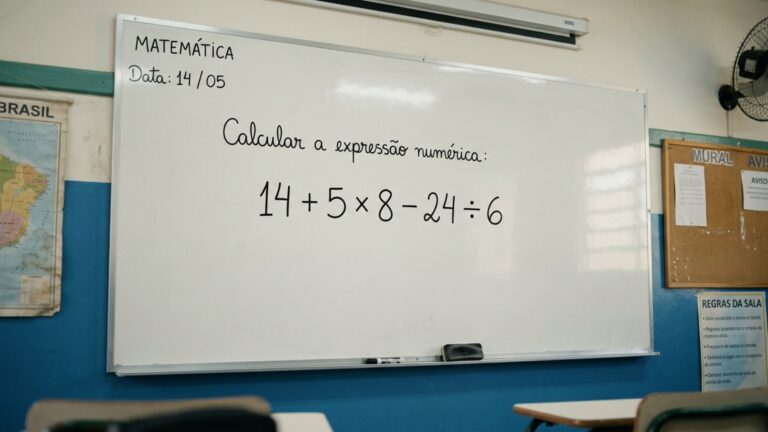 Resolva 14 + 5 × 8 - 24 ÷ 6 sem fazer as operações na ordem em que aparecem