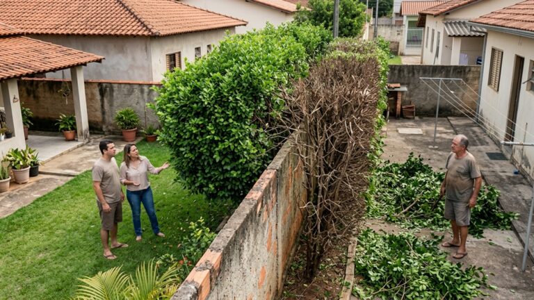 Casal plantou uma cerca-viva para ganhar privacidade e, oito anos depois, vizinho corta toda a lateral das plantas alegando que galhos e raízes já tinham avançado para seu terreno