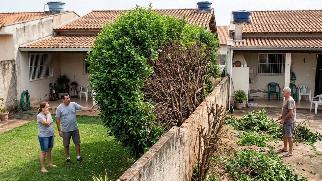 Casal plantou uma cerca-viva para ganhar privacidade e, oito anos depois, vizinho corta toda a lateral das plantas alegando que galhos e raízes já tinham avançado para seu terreno