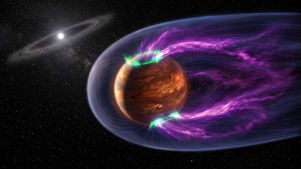 Astrônomos detectaram pela primeira vez sinais de rádio provenientes de um exoplaneta a 63,4 anos-luz da Terra