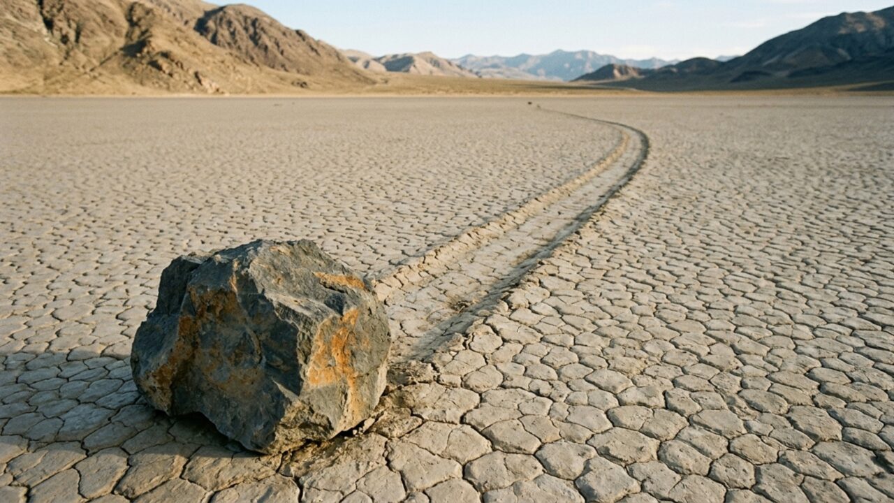 Pedras de até 320 kg atravessam sozinhas o chão de um deserto e deixam rastros de centenas de metros que intrigaram cientistas por décadas