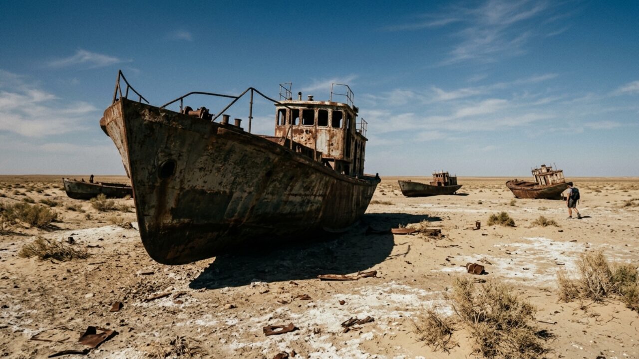 Um mar que já foi o 4º maior lago do planeta perdeu cerca de 90% de sua área e deixou navios abandonados no meio do deserto // IMAGEM ILUSTRATIVA