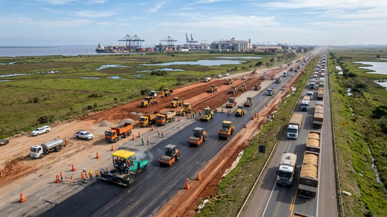 Mais de 83 km de duplicações, 132 acessos e 34 passarelas estão previstos para modernizar a rota que termina em um dos maiores portos do Sul