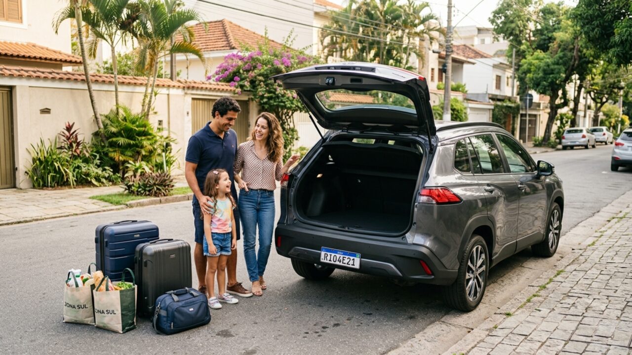 O porta-malas de 638 litros chama atenção antes mesmo dos 235 cv combinados deste SUV híbrido, que ainda faz 14,1 km/l na cidade segundo o Inmetro