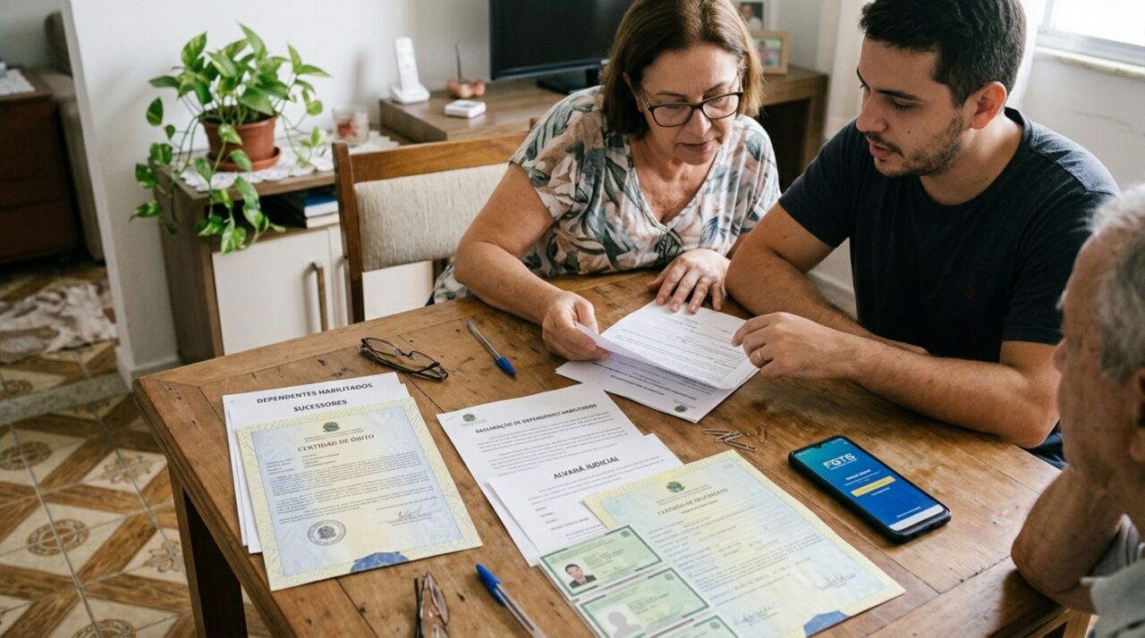 Família encontra saldo de FGTS de um trabalhador falecido, acredita que qualquer filho pode retirar o dinheiro e descobre como funciona a identificação de dependentes e sucessores