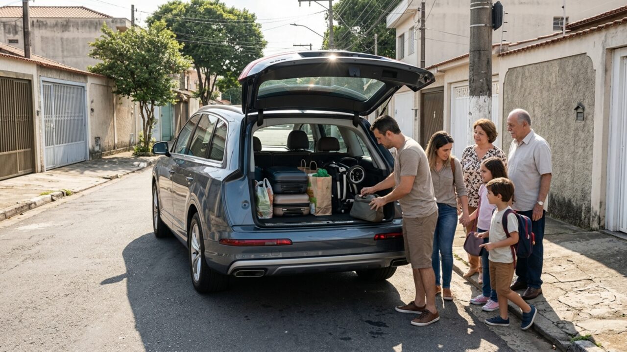 Oito pessoas podem viajar neste SUV de motor V6 com 295 cv, que ainda libera 704 litros para bagagem quando a terceira fileira fica rebatida